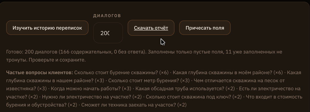 Кабинет VyruchAI: разбор истории переписок с покупателями на Авито
